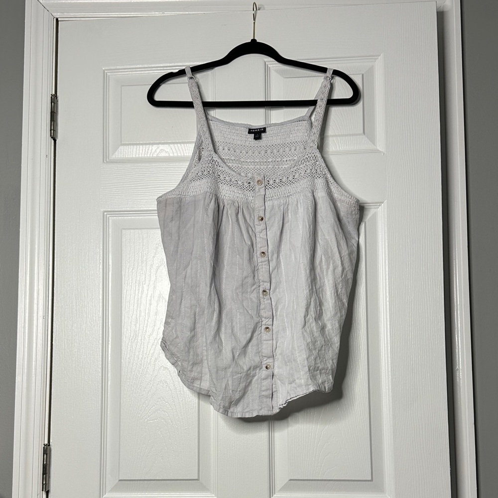 Torrid White Crochet Trim Sleeveless Blouse